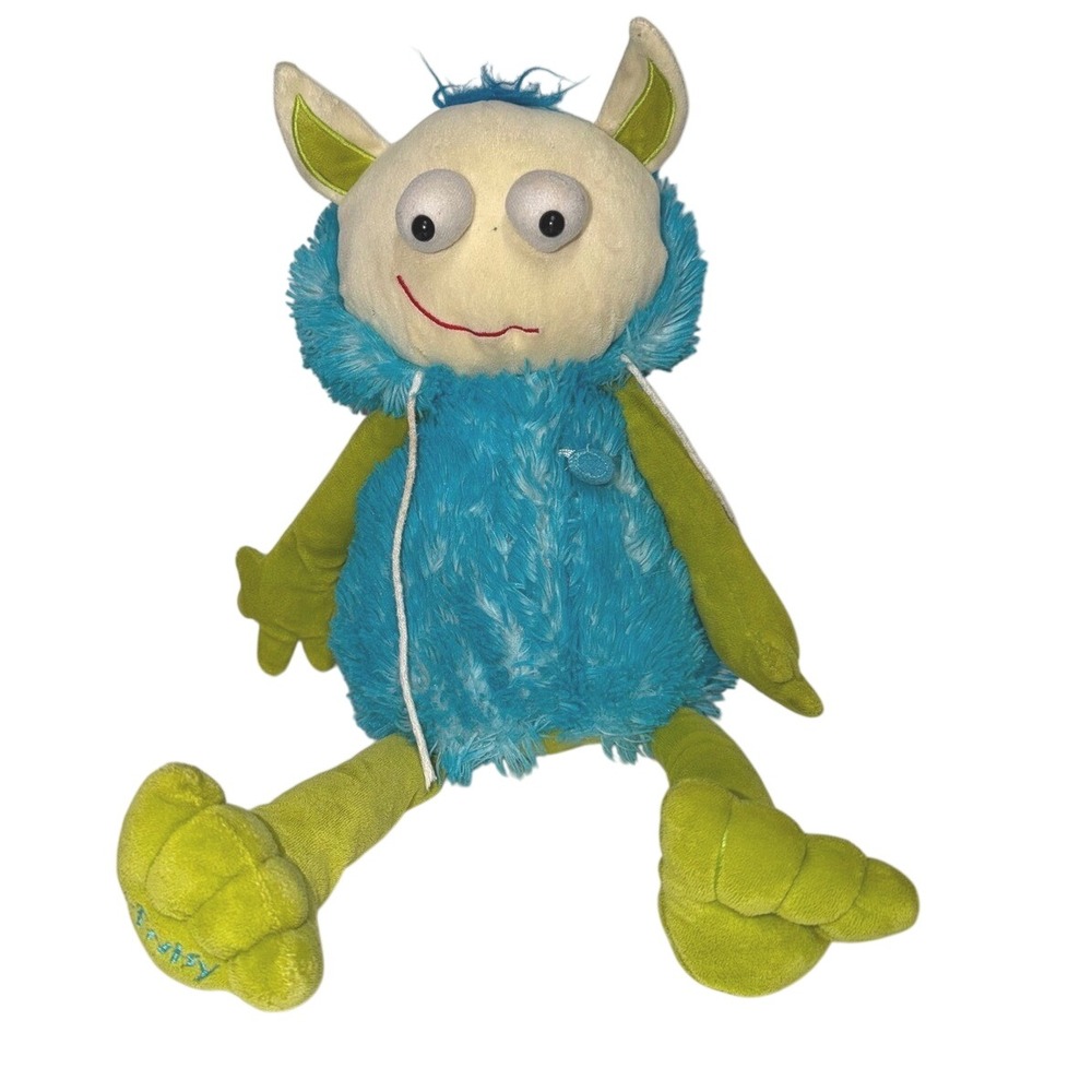 Scentsy Buddy Gilly the Monster Alien Plush Blue Green Shaggy Stuffed Animal 15"